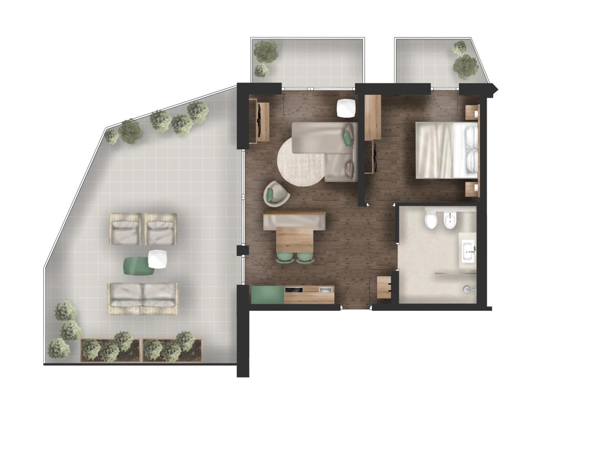One-Bedroom Apartment Terrace