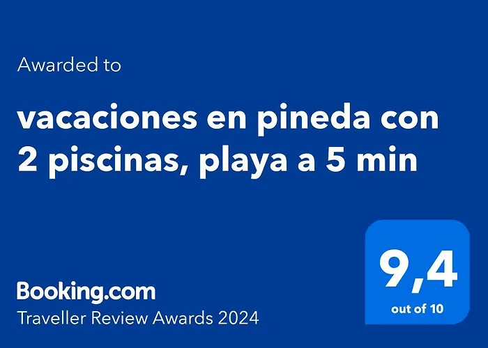 vacaciones en pineda con 2 piscinas, playa a 5 min